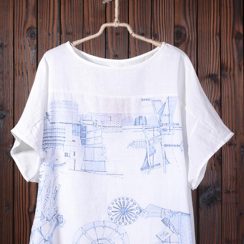 Summer Printing Loose Short Sleeve Women Dress