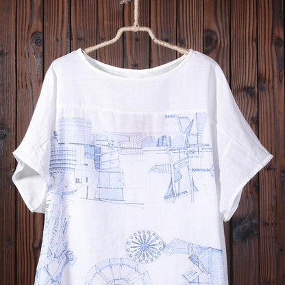 Summer Printing Loose Short Sleeve Women Dress