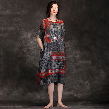 Summer Round Neck Travel Loose Printed Dress