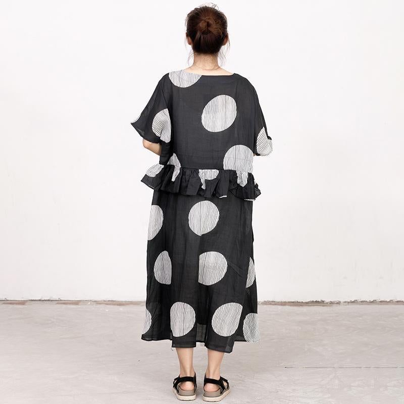 Summer Short Sleeve Black Pockets Casual Dress