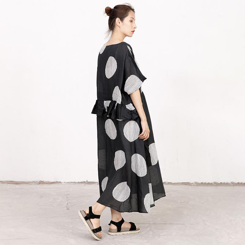 Summer Short Sleeve Black Pockets Casual Dress