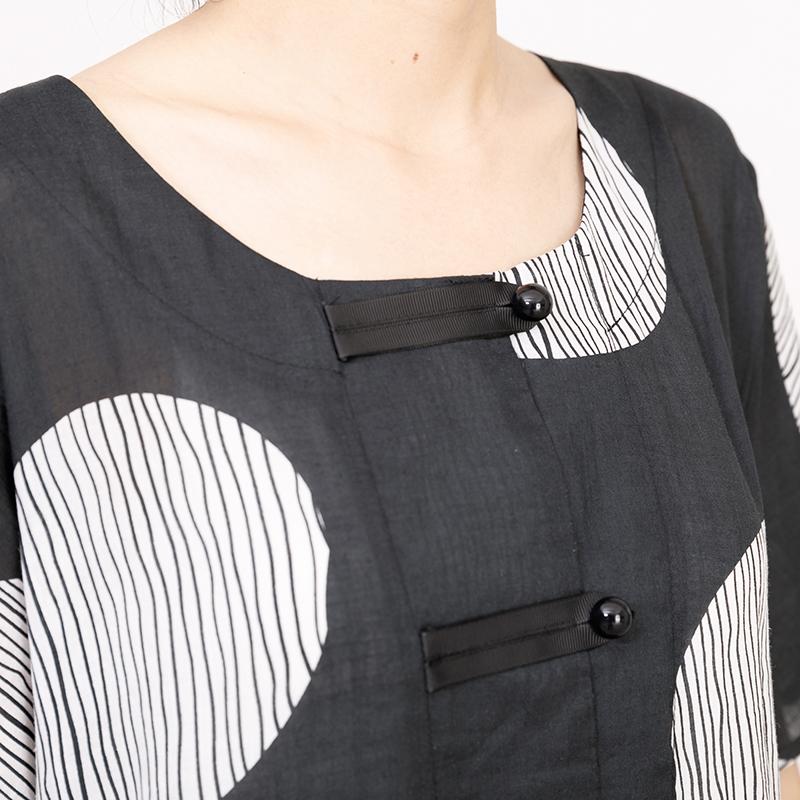 Summer Short Sleeve Black Pockets Casual Dress