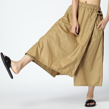 Summer Solid Cotton Ankle-Length Pants