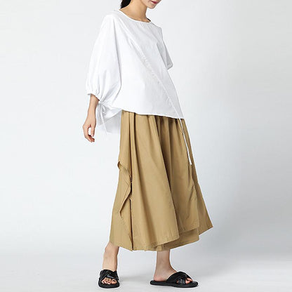 Summer Solid Cotton Ankle-Length Pants