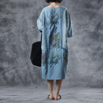 Summer Split Floral Printed Pockets Midi Dress