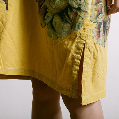 Summer Split Floral Printed Pockets Midi Dress