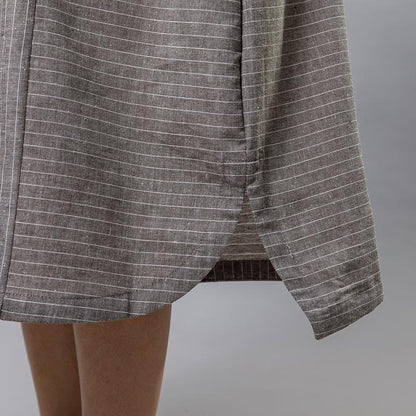Summer Stripe Casual Literary Suspender Skirt