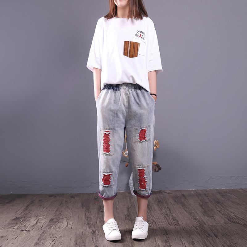 Summer Vintage Causal Mid Calf-Length Harem Jeans