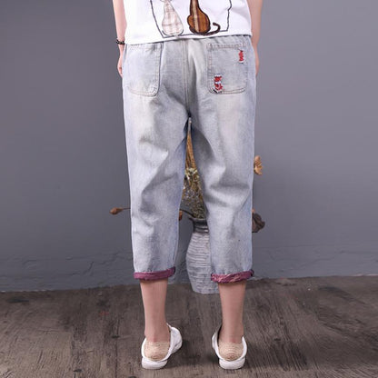 Summer Vintage Causal Mid Calf-Length Harem Jeans