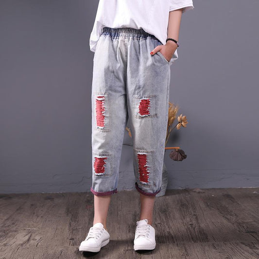 Summer Vintage Causal Mid Calf-Length Harem Jeans