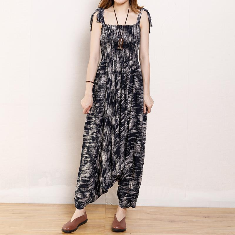 Summer Vintage Fashion Printed Loose Casual Jumpsuit