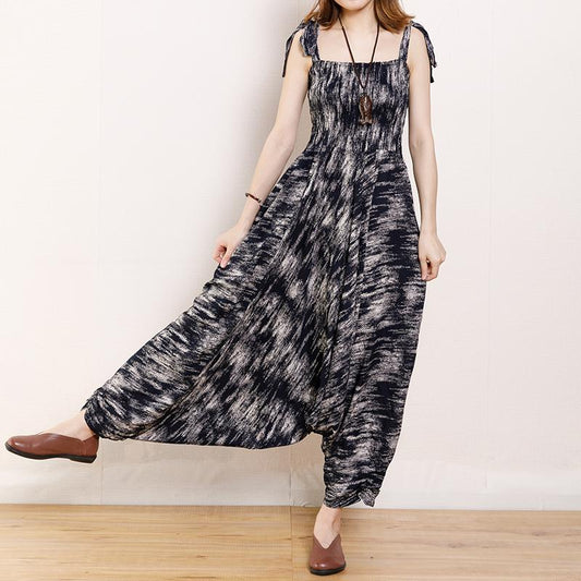 Summer Vintage Fashion Printed Loose Casual Jumpsuit