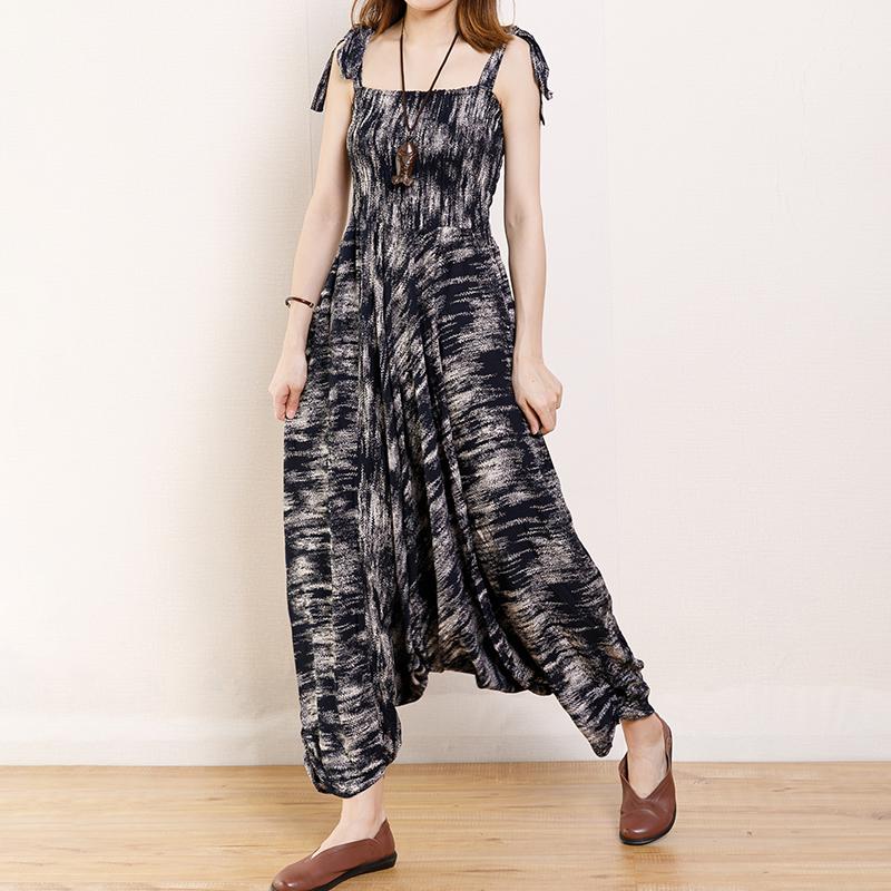 Summer Vintage Fashion Printed Loose Casual Jumpsuit