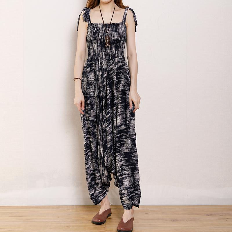 Summer Vintage Fashion Printed Loose Casual Jumpsuit