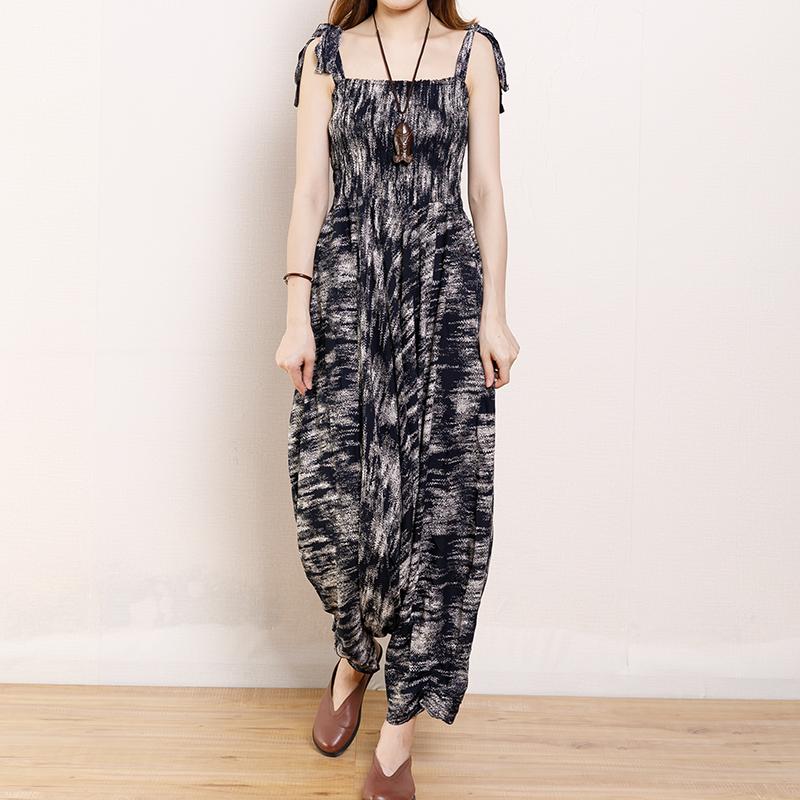 Summer Vintage Fashion Printed Loose Casual Jumpsuit