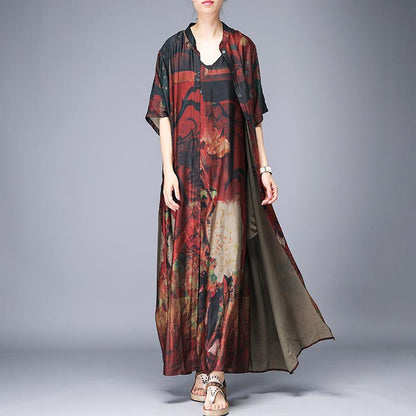 Summer Vintage Printed Single Breasted Coat