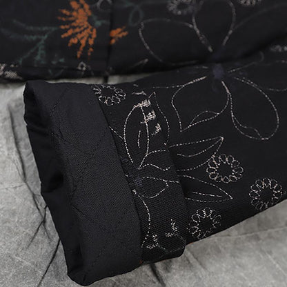 Sunflower Printed Retro Loose Hooded Coat