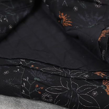Sunflower Printed Retro Loose Hooded Coat