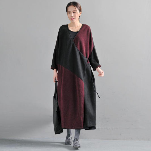 V Neck Long Sleeve Women Winter Lacing Coat