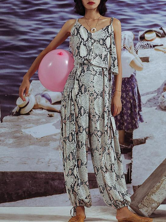 Sleeveless Two-pieces Wide Leg Suits