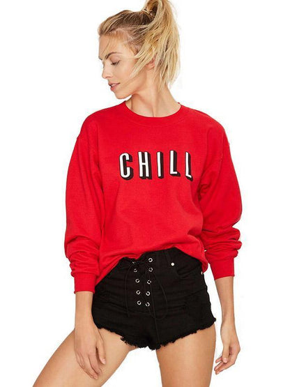 Solid Color Letter Printed Sweatshirts Tops
