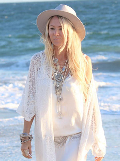White Cotton Blend Tasselled Mini Cover-Up