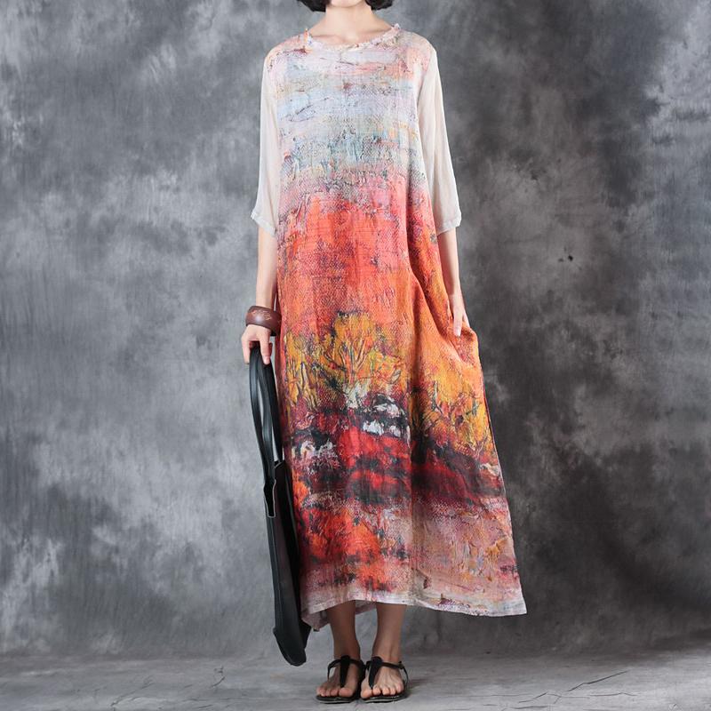 Women Printed Half Sleeve Maxi Dress