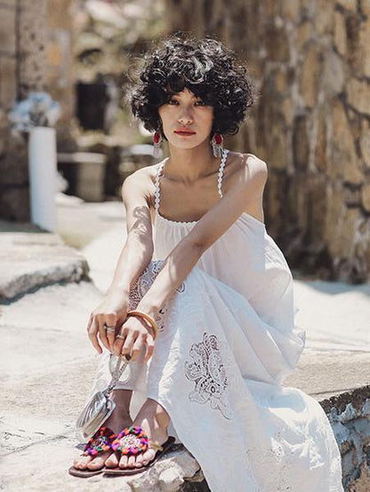 Lace Bandage Backless Maxi Dress