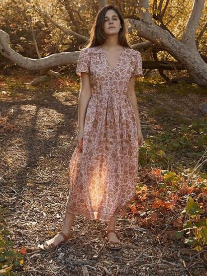 Floral V-neck Bohemia Maxi Dress