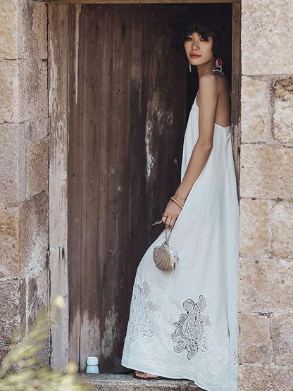 Lace Bandage Backless Maxi Dress