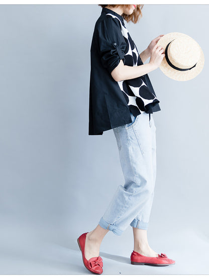 VINTAGE POLKA-DOT CROPPED SHIRT