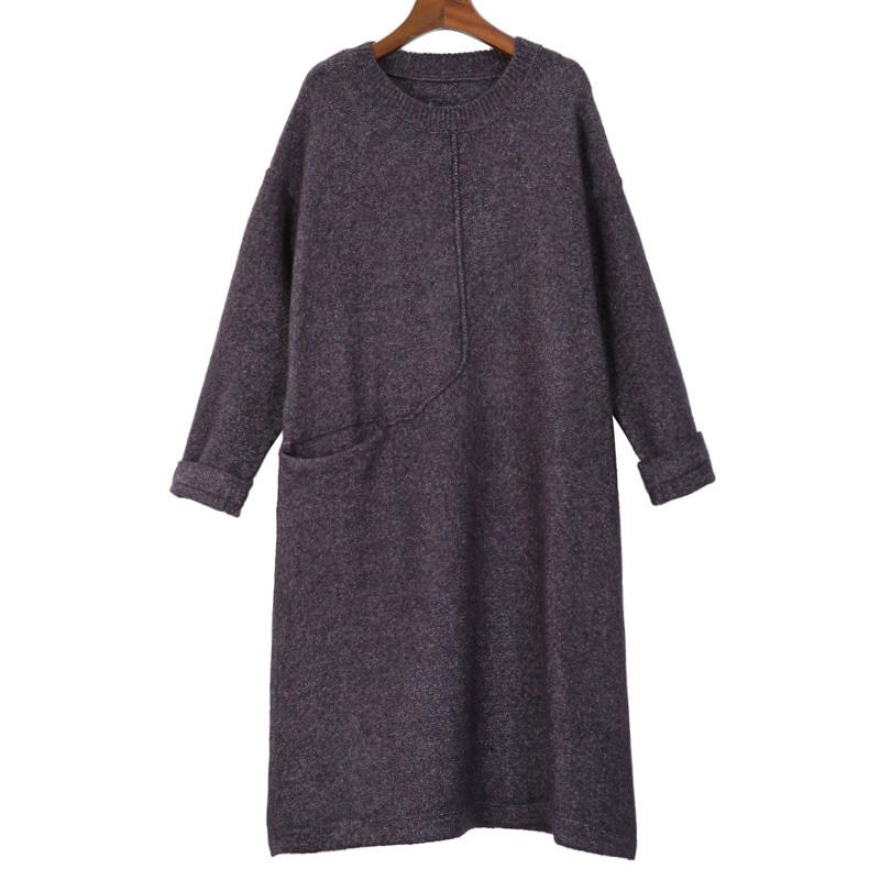 Literature Round Neck Long Sleeves Keep Warm Women Dress