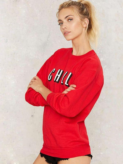 Solid Color Letter Printed Sweatshirts Tops