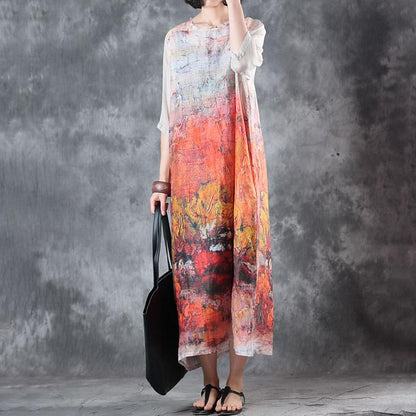 Women Printed Half Sleeve Maxi Dress