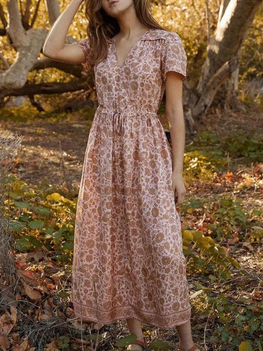 Floral V-neck Bohemia Maxi Dress