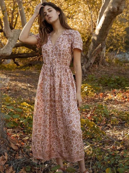 Floral V-neck Bohemia Maxi Dress