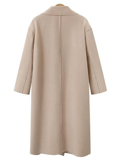 Fashion Solid Color Lapel Collar Long Outwear Tops
