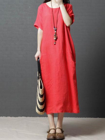 Clean Color Casual Long Dress, Three Colors