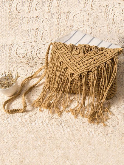 Bohemia Knitted Crossbody Tasseled Bag