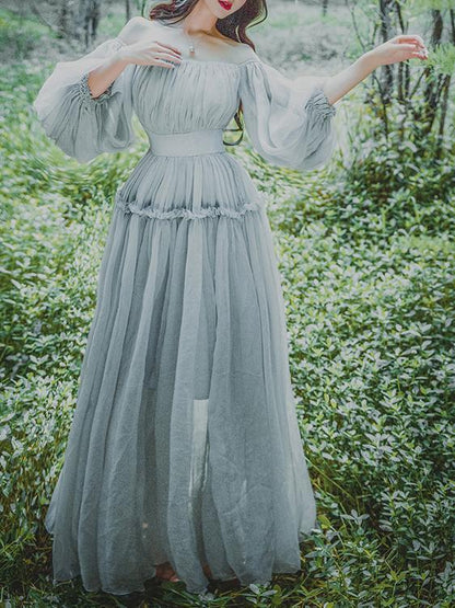 Ruffled Off-the-shoulder Maxi Dress