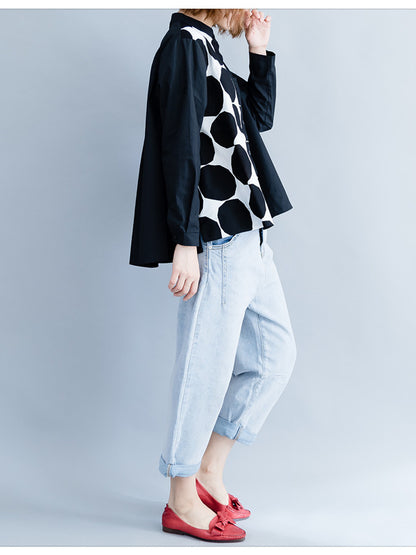 VINTAGE POLKA-DOT CROPPED SHIRT