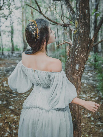 Ruffled Off-the-shoulder Maxi Dress