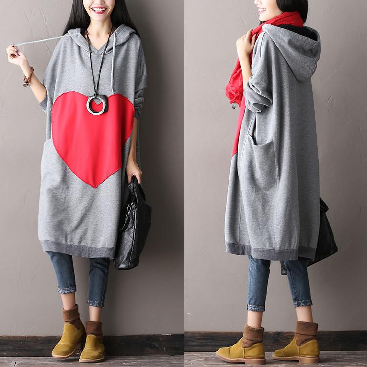 Women Plus Size Cotton Gray Dress