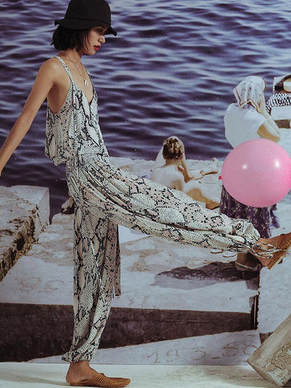 Sleeveless Two-pieces Wide Leg Suits