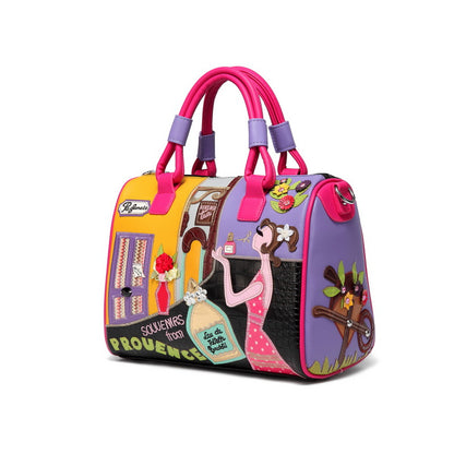 Creative Boston bag cartoon embroidery stitching bucket bag