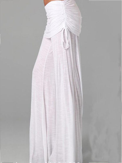 Simple Solid Color Wide Leg Long Pant