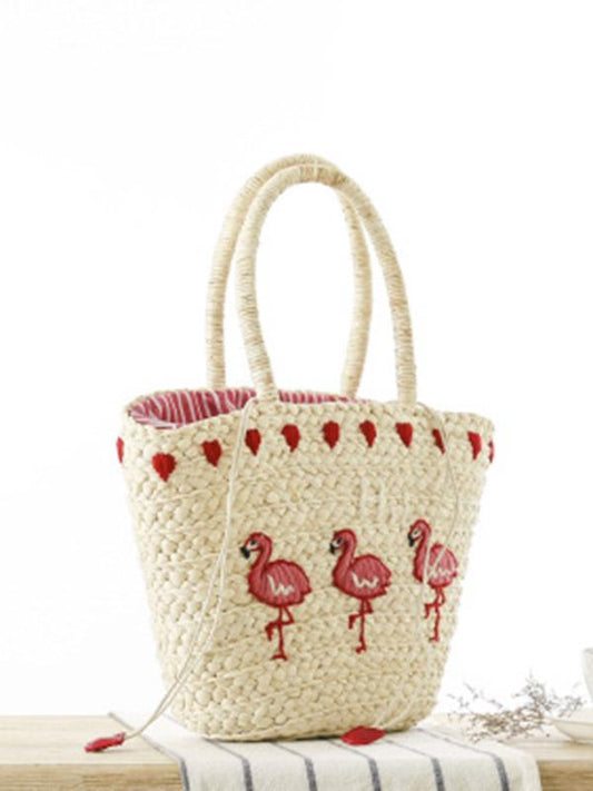 Embroidered Straw Plaited Article Bohemia Bag