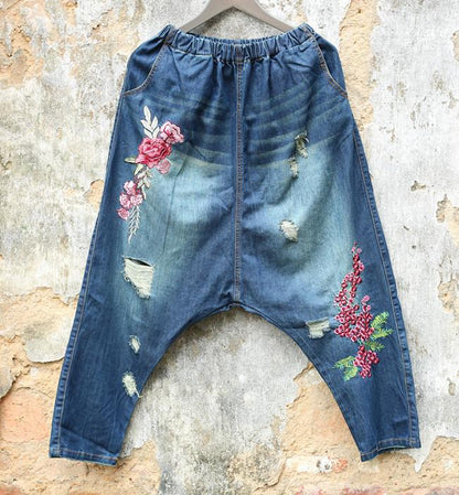Causal Women Cotton Floral Harem Pants