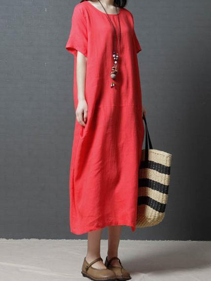 Clean Color Casual Long Dress, Three Colors