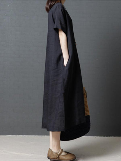 Daily Cotton Long Dress in Black or Green Color